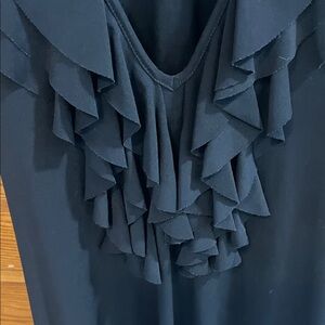 EN FOCUS Black Midi Dress with Ruffles